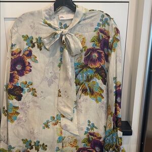 Tory Burch Multicolor Floral Top with Bowsize 8